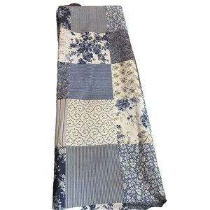 Vintage Laura Ashley Tablecloth Blue Mixed Pattern 58x 74